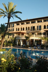The outdoor pool at the rear of the hotel. 