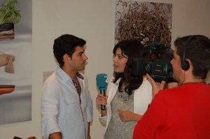 Andreu Genestra being interviewed for TV. His restaurant is on the outskirts of Capdepera.