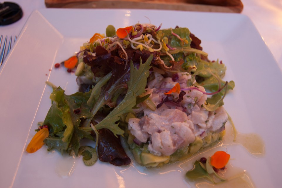 Sea bass ceviche with mango and avocado, at 1661 Cuina de Banyalbufar.