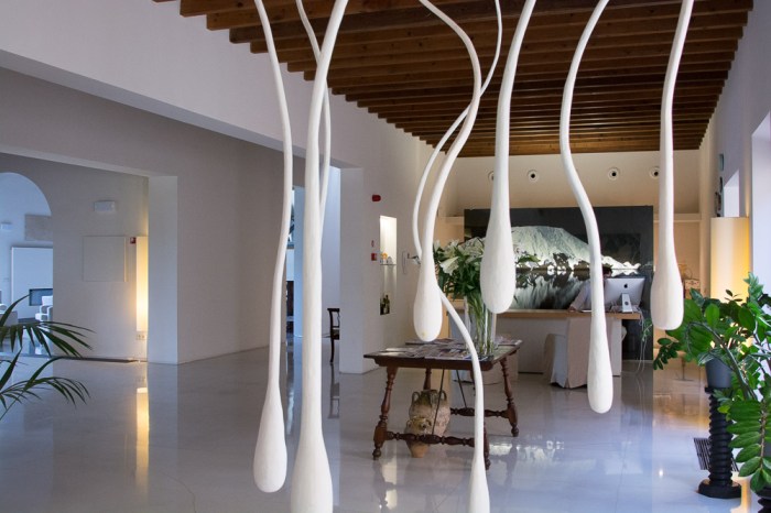 There's a heartwarming story behind this art installation of sperm (!), located in the hotel foyer.