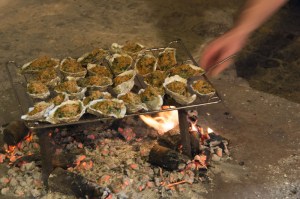Our appetizer, cooked over an open wood fire.