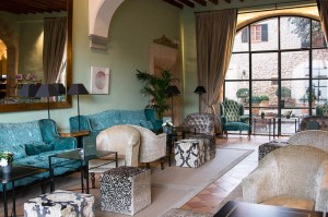 The chimney room lounge, leading to the terrace.