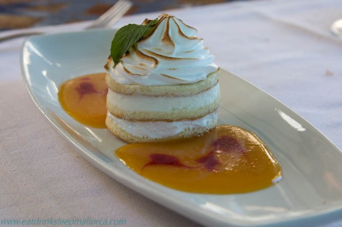 Meringue pastry with apricot sauce (9 euros)