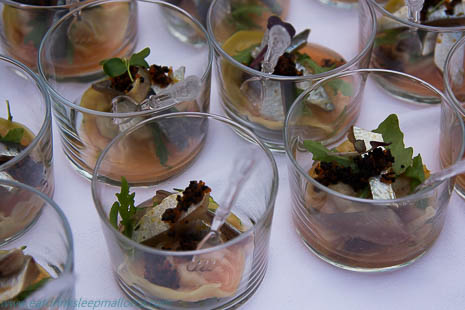 Juan's cold ravioli of trampó (a refreshing Mallorcan salad of chopped tomato, peppers, and onions) with 'ramallet' tomato-water and marinated sardine.
