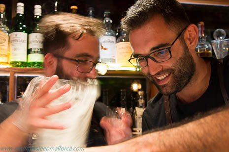 Matias Iriarte (right) at work on his cocktail