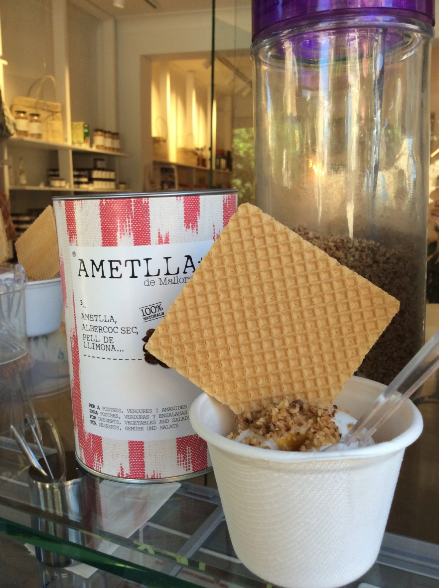 Ice cream and almonds