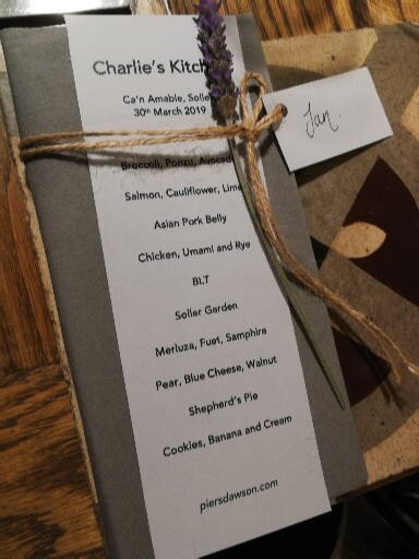 The Charlie's Kitchen menu March 30th 2019